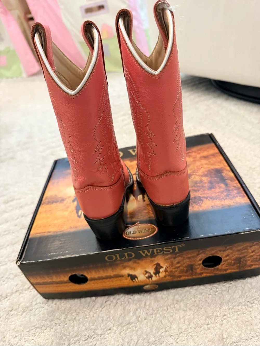 New! OLD WEST TODDLER GIRLS' WESTERN BOOTS - ROUND TOE - Size Toddler 8.5
